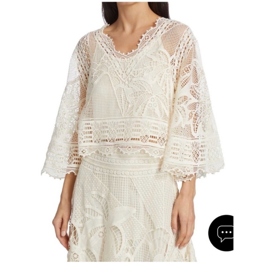 Farm Rio Guipire Lace Blouse Off White Size XS NWT‎ - Picture 5 of 10